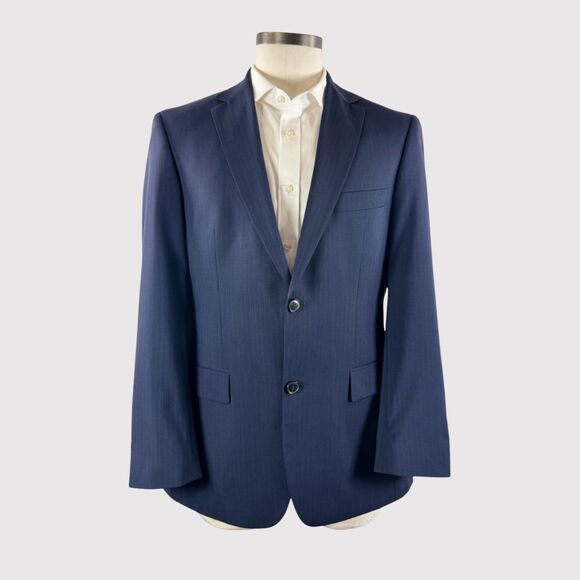 HUGO BOSS Mens Blazer Blue Pasolini Movie Pinstriped Comfort Fit Suit Jacket 38R - Picture 1 of 13